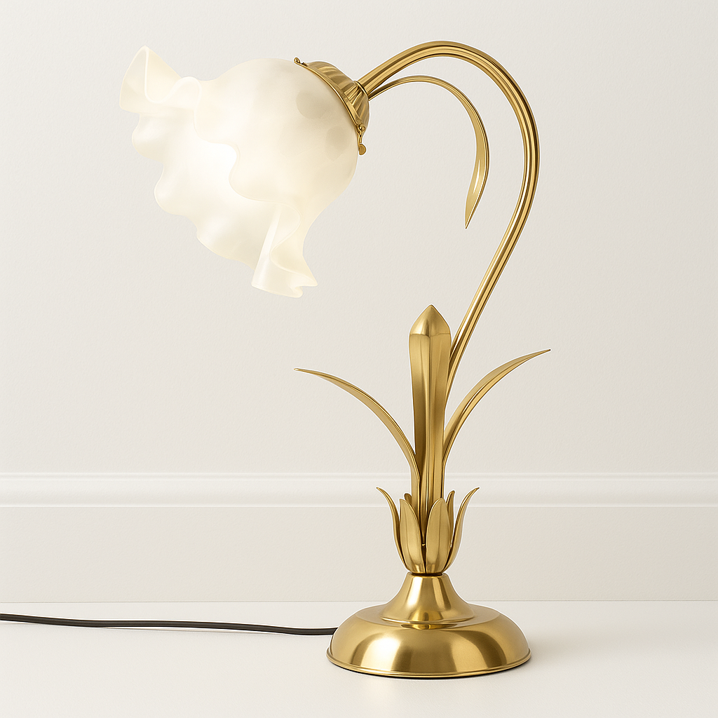 Luminária de Mesa Abajur Moderna Articulada Vidro Metal Flor Zyrah –  ABAZZUR™, image size:1024x1024