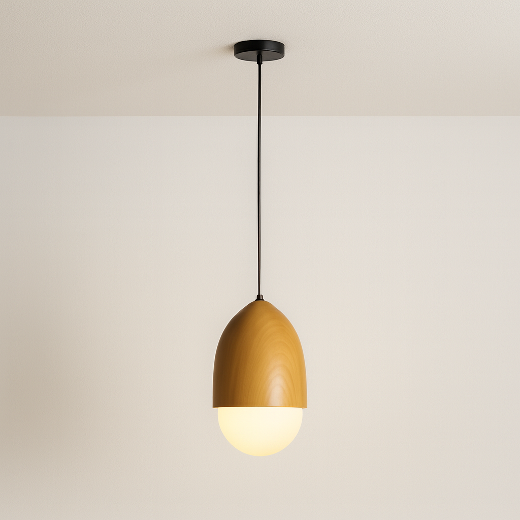 Luminária Pendente Moderna Minimalista Vidro Madeira Sarphati