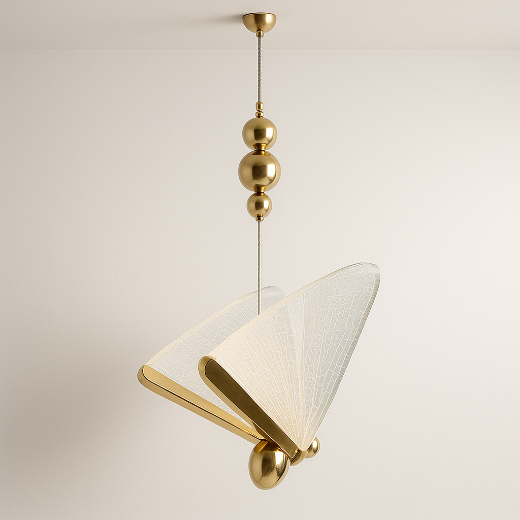Luminária Pendente Moderno Minimalista Vidro Metal Borboleta Gao