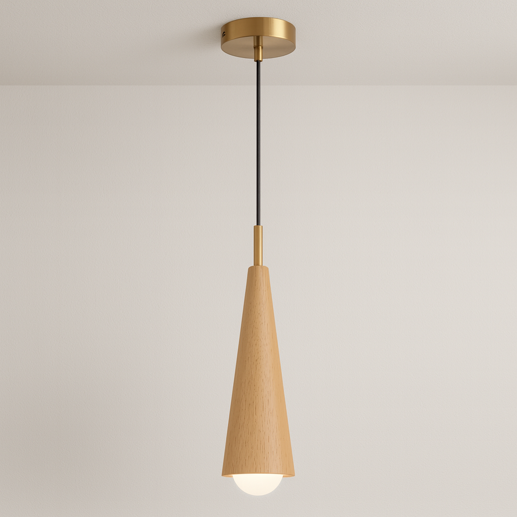 Luminária Pendente Moderna Minimalista Madeira Montclair