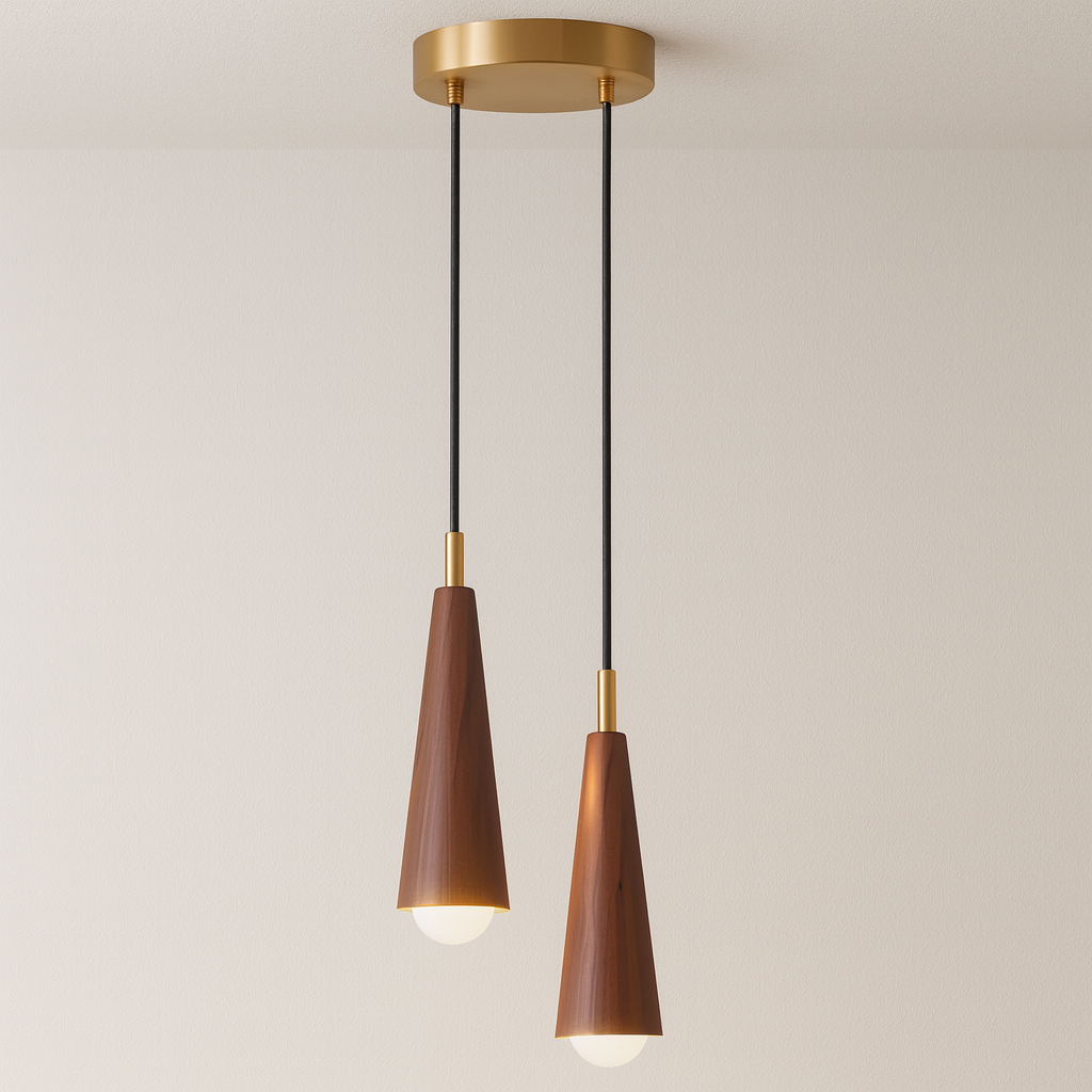 Luminária Pendente Moderna Minimalista Madeira Montclair