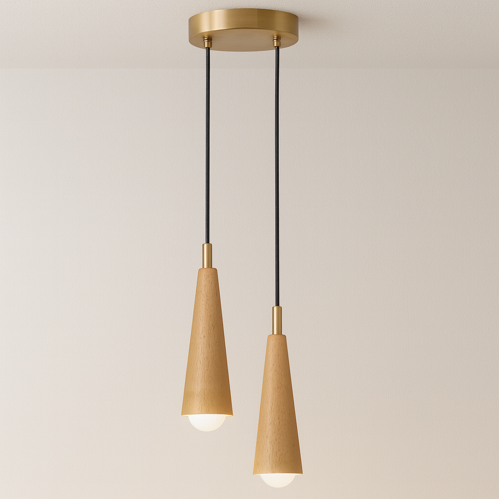 Luminária Pendente Moderna Minimalista Madeira Montclair