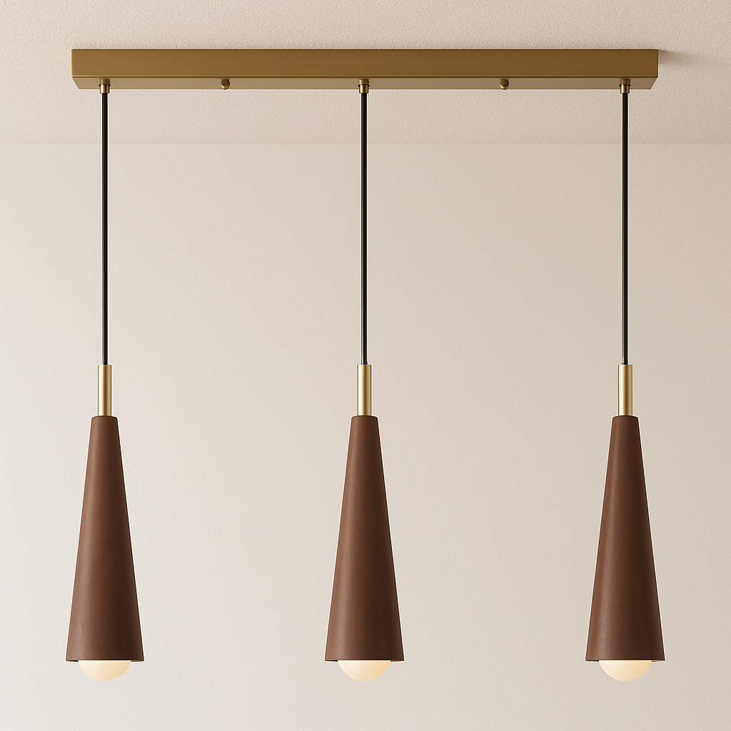 Luminária Pendente Moderna Minimalista Madeira Montclair