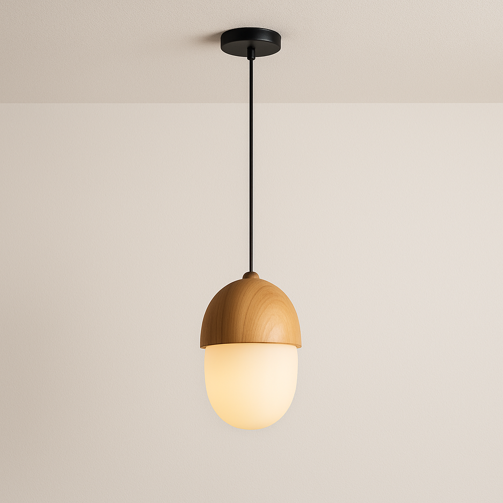 Luminária Pendente Moderna Minimalista Vidro Madeira Sarphati