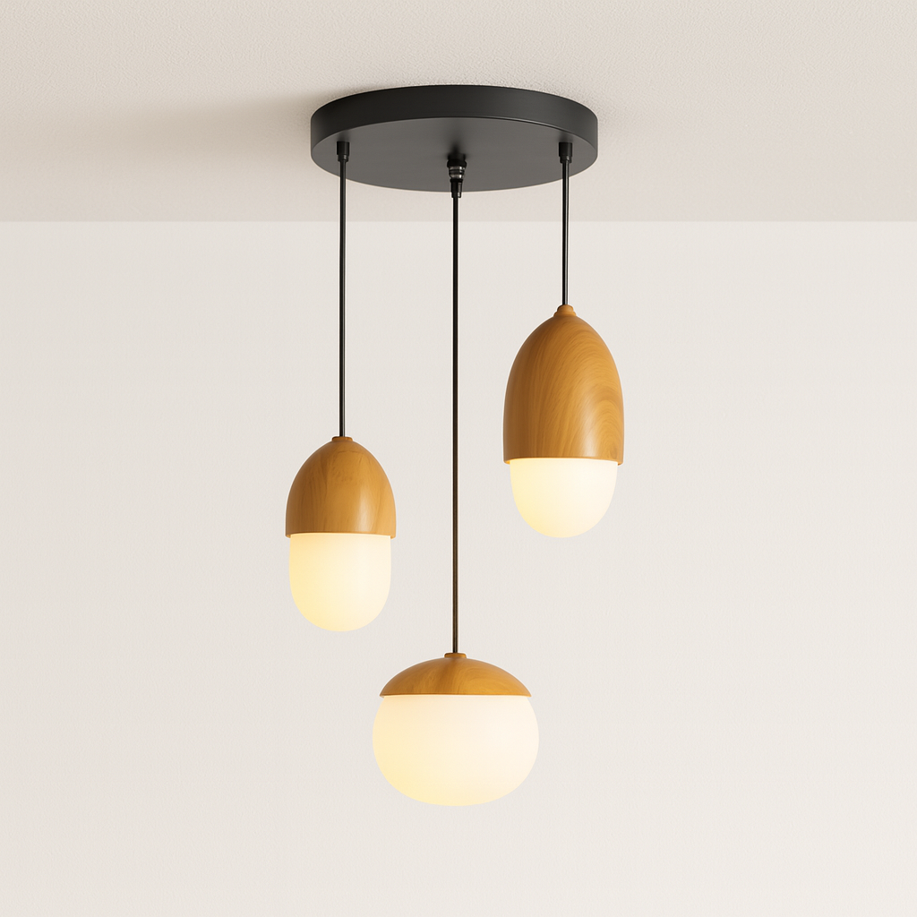 Luminária Pendente Moderna Minimalista Vidro Madeira Sarphati