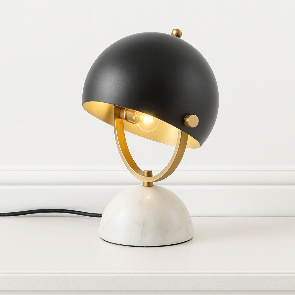 Luminária de Mesa Abajur Retrô Moderna Articulada Metal Mármore Merl