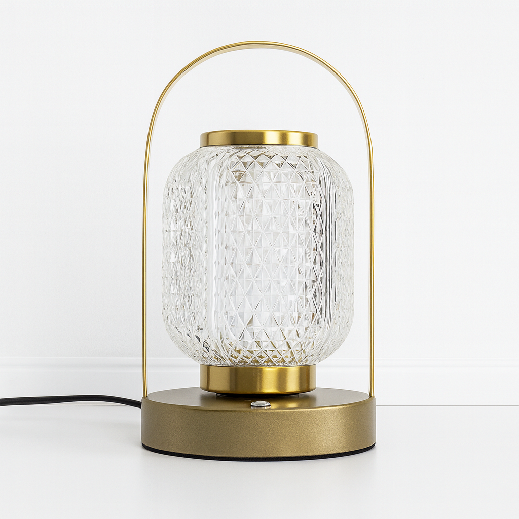 Luminária de Mesa Abajur Moderna Metal Cristal Pasila