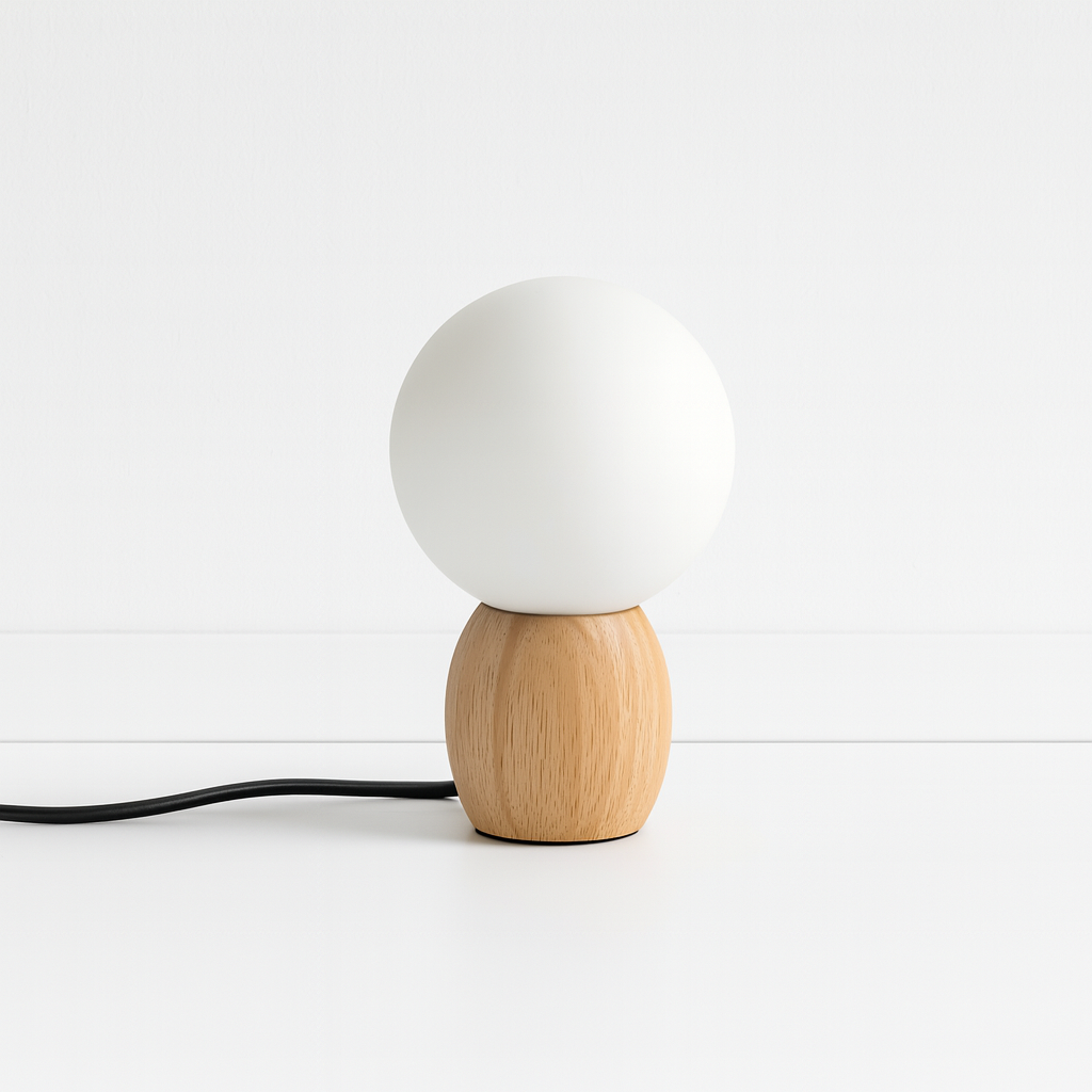 Luminária de Mesa Abajur Moderna Madeira Vidro Ullan