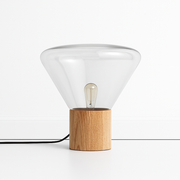 Luminária De Mesa Abajur Moderna Minimalista Madeira Vidro Muffini