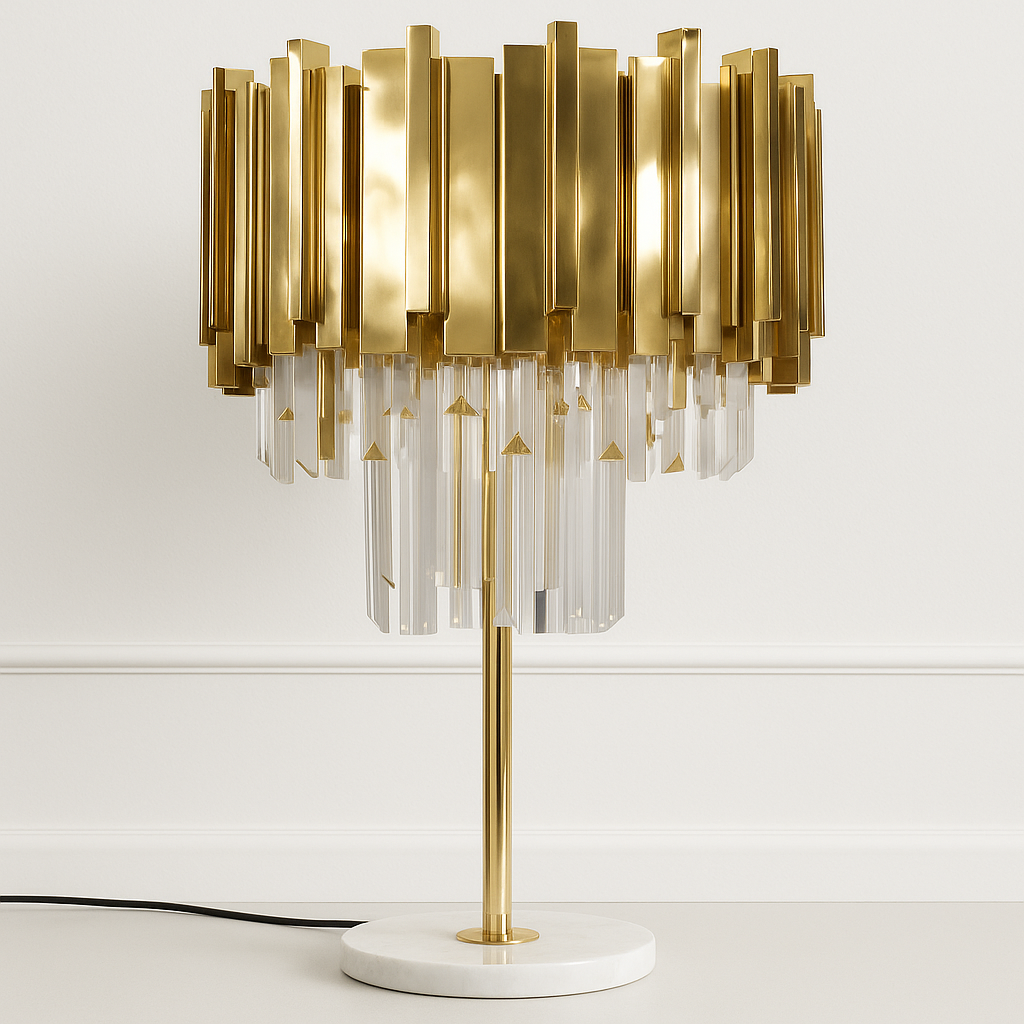Luminária de Mesa Abajur Moderna Minimalista Cristal Metal Gareen - ABAZZUR™