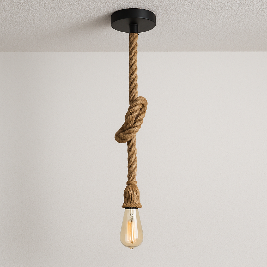 Luminária Pendente Corda Rústico Vintage Retrô Industrial Vime Almirae