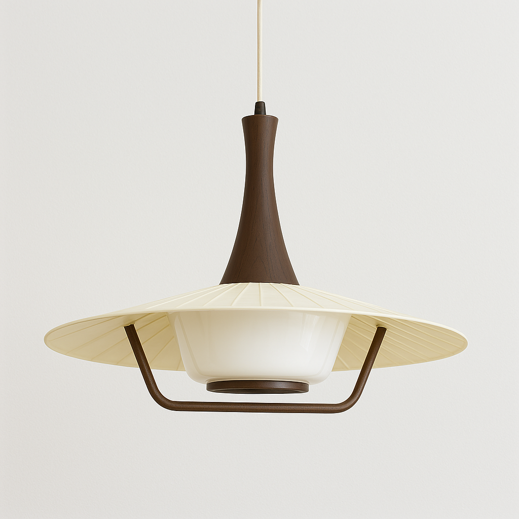 Luminária Pendente Minimalista Tecido Madeira Camden