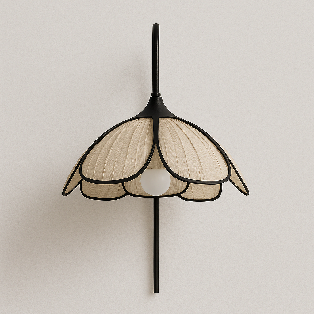 Luminária Arandela Moderna Minimalista Pétalas Tecido Metal Flor Moema