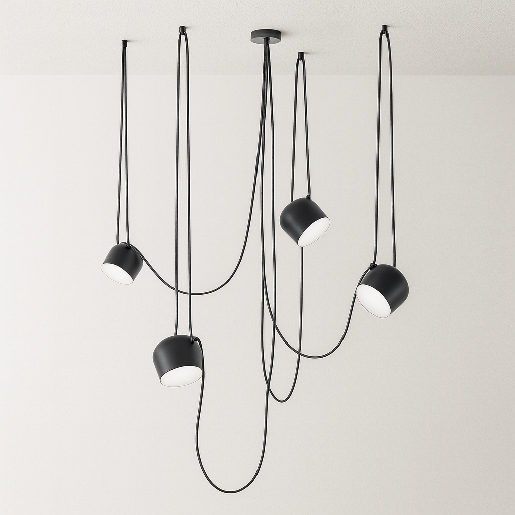 Luminária Pendente Moderna Minimalista 4 Cúpulas Ø18cm Fendral