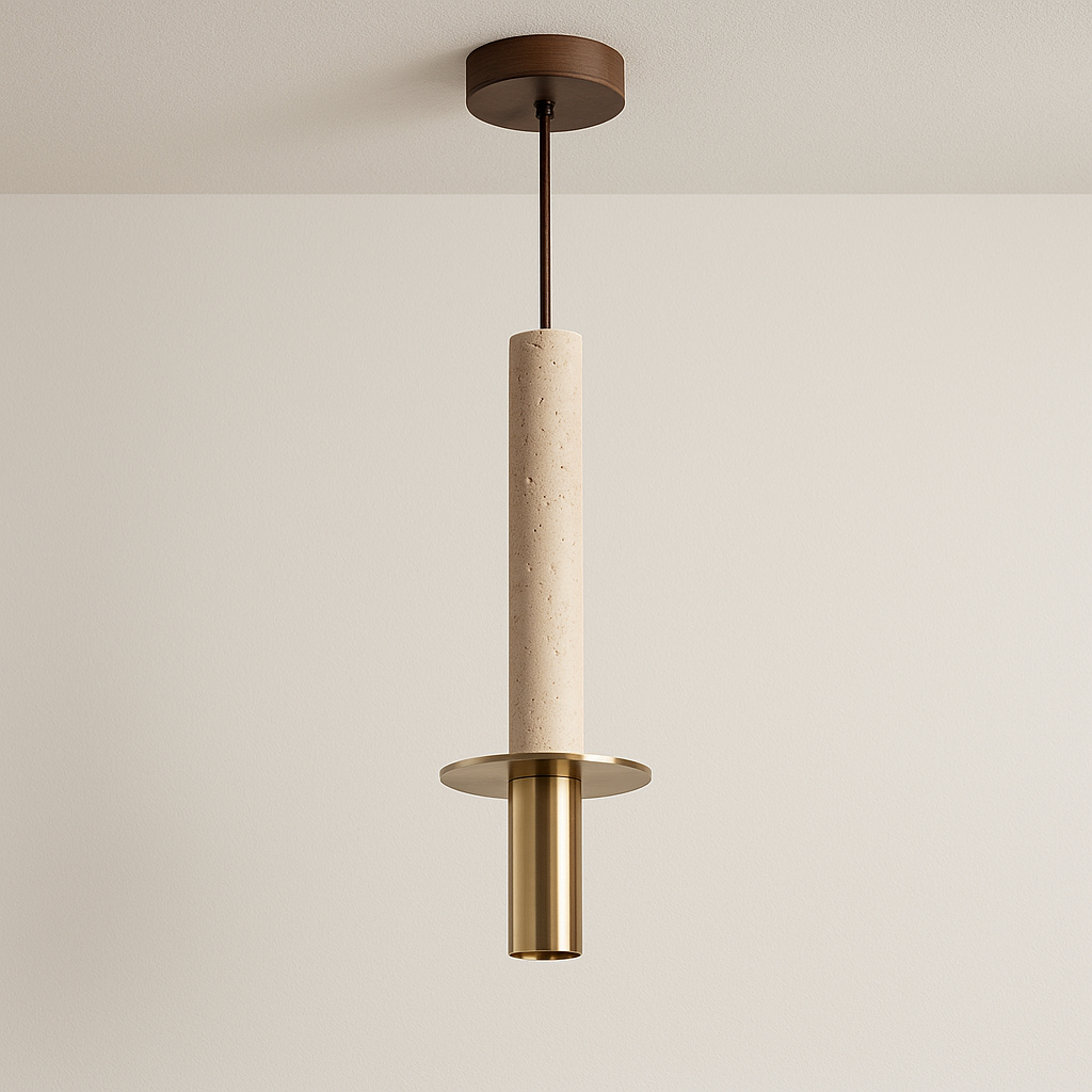 Luminária Pendente Moderna Minimalista Mármore Travertino Sava
