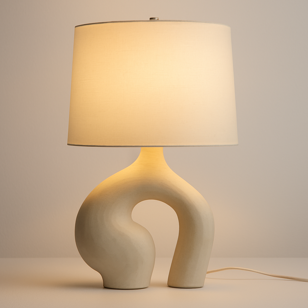 Luminária de Mesa Abajur Moderna Tecido Resina Smeyo - ABAZZUR™