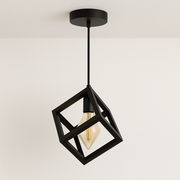 Luminária Pendente Industrial Vintage Retrô Metal Cubo Miren