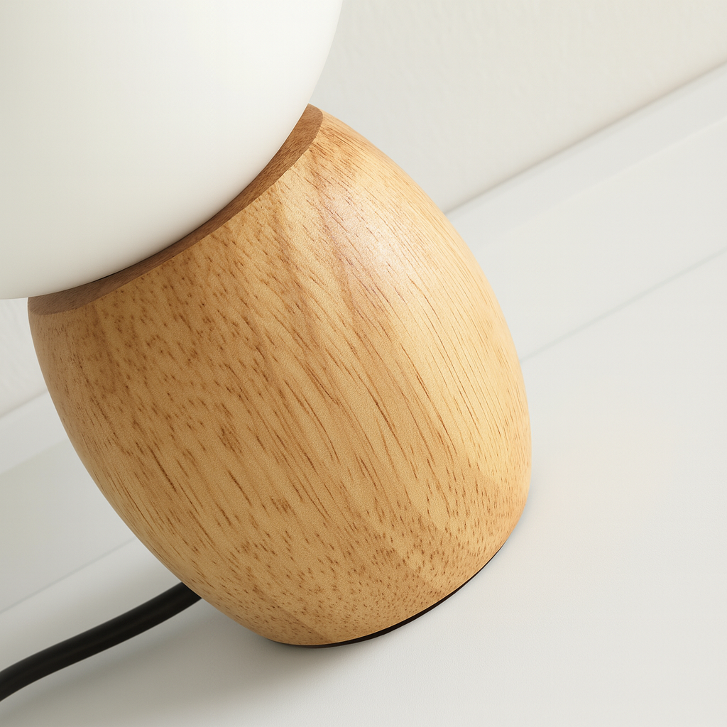Luminária de Mesa Abajur Moderna Madeira Vidro Ullan