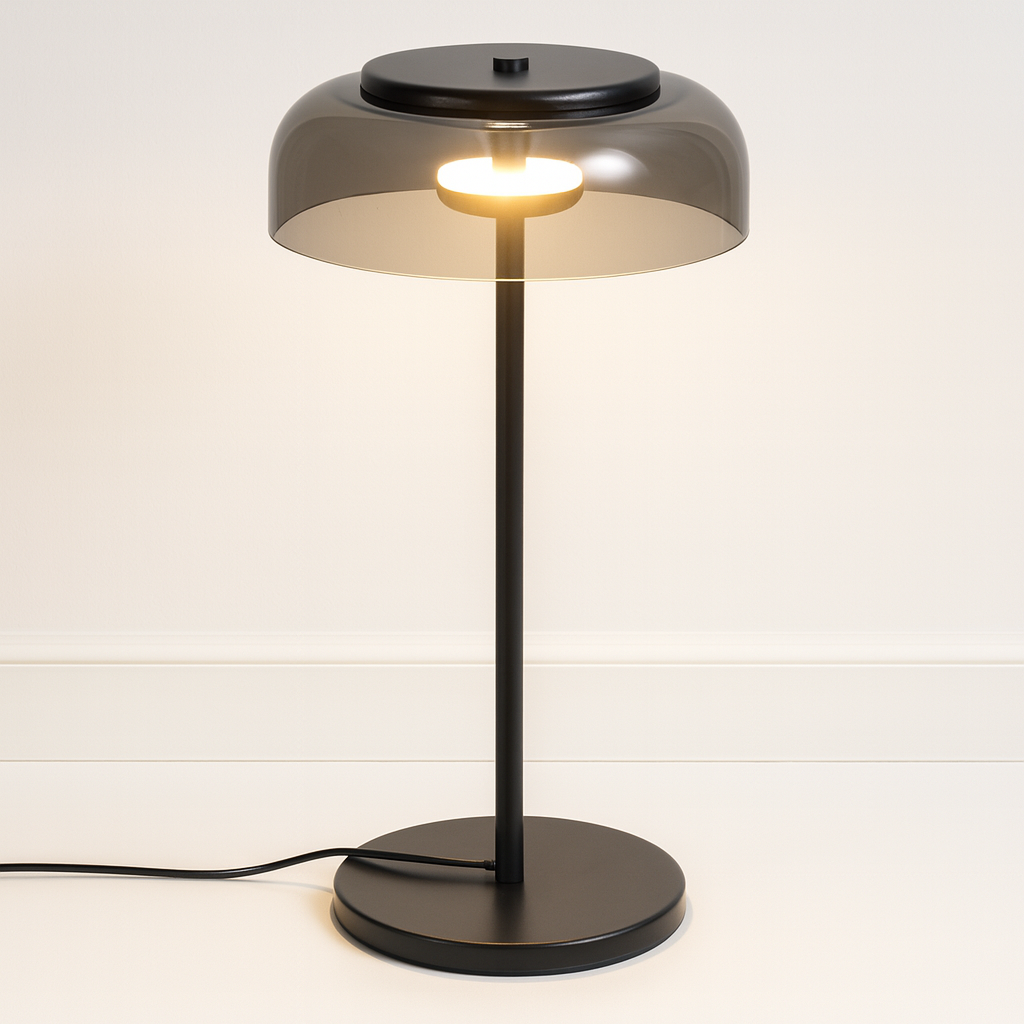 Luminária de Mesa Abajur Moderna Minimalista Metal Vidro LED Gulda