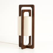 Luminária de Mesa Moderna Minimalista Madeira Tecido Duomo