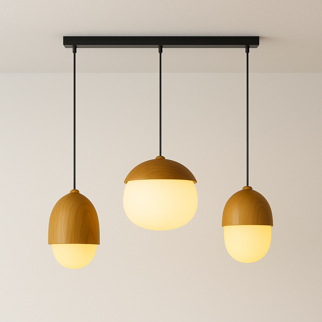 Luminária Pendente Moderna Minimalista Vidro Madeira Sarphati