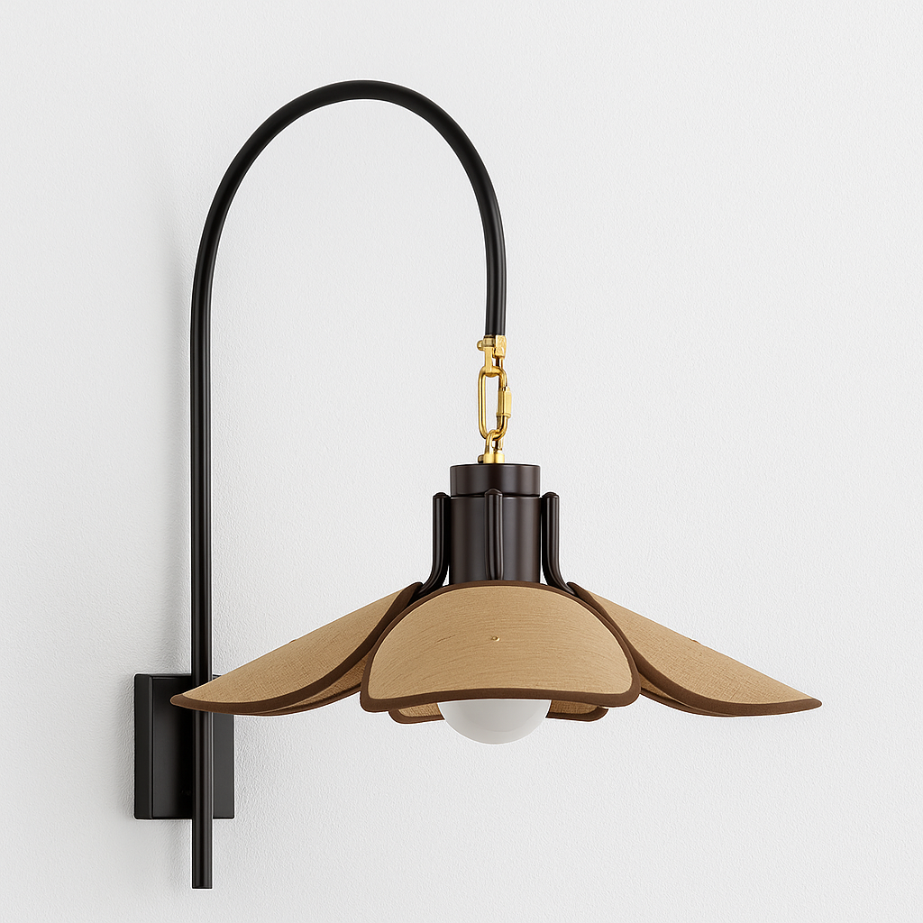 Luminária Arandela Minimalista Tecido Madeira Metal Heath - ABAZZUR™