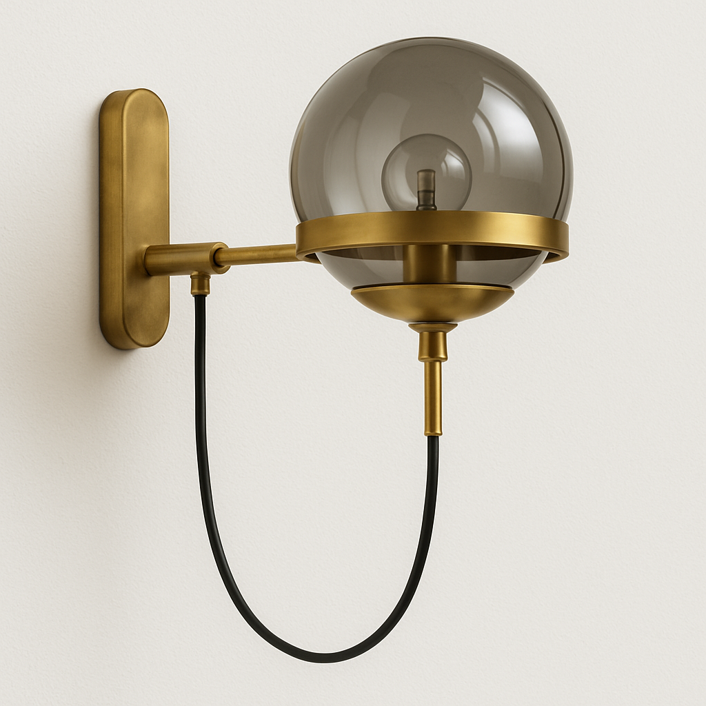 Luminária Arandela Moderna Clássica Metal Globo de Vidro Peoni - ABAZZUR™