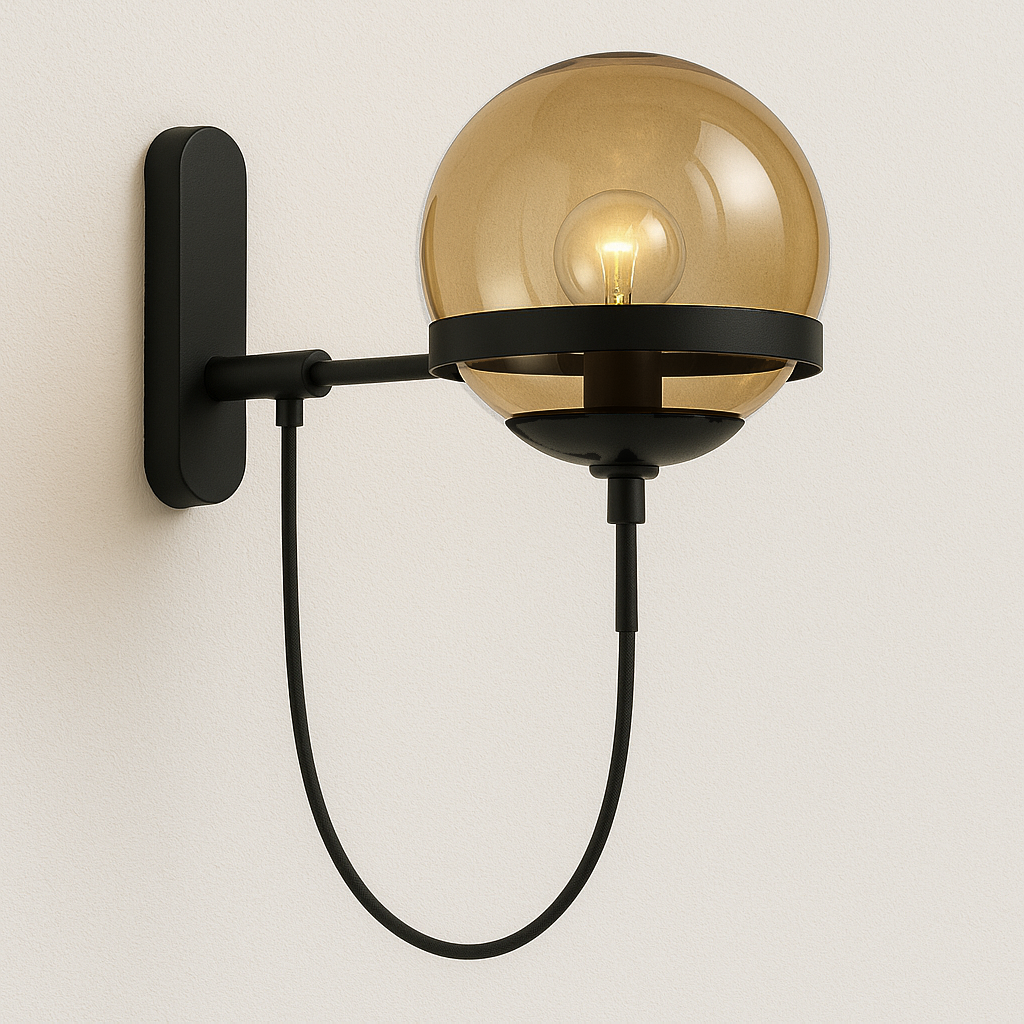 Luminária Arandela Moderna Clássica Metal Globo de Vidro Peoni - ABAZZUR™