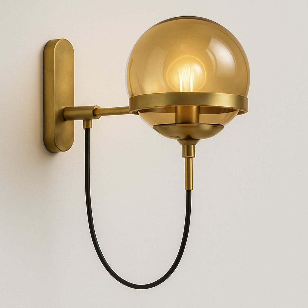 Luminária Arandela Moderna Clássica Metal Globo de Vidro Peoni - ABAZZUR™