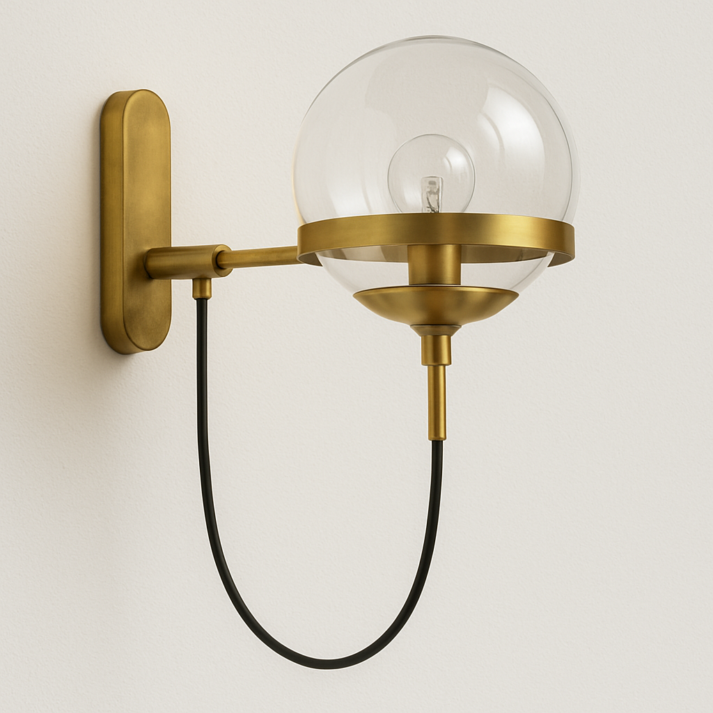 Luminária Arandela Moderna Clássica Metal Globo de Vidro Peoni - ABAZZUR™