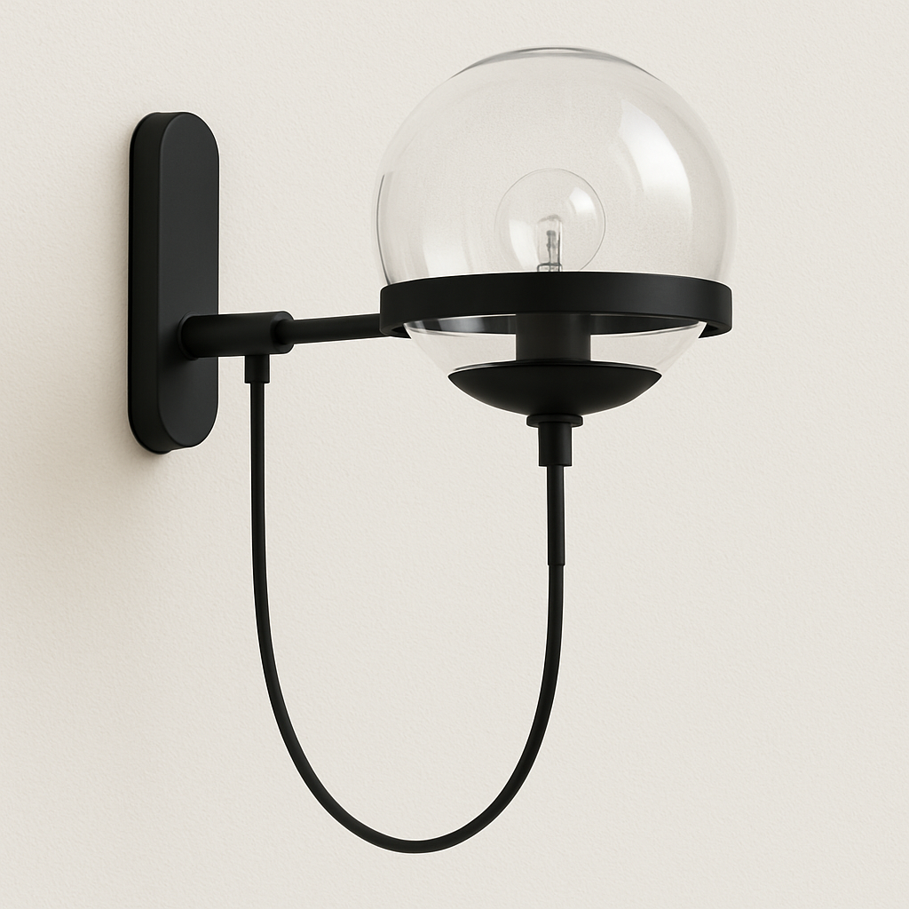 Luminária Arandela Moderna Clássica Metal Globo de Vidro Peoni - ABAZZUR™