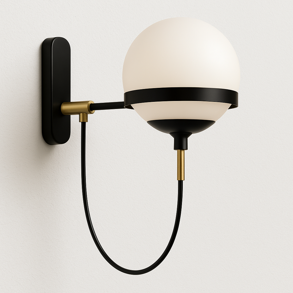 Luminária Arandela Moderna Clássica Metal Globo de Vidro Peoni - ABAZZUR™