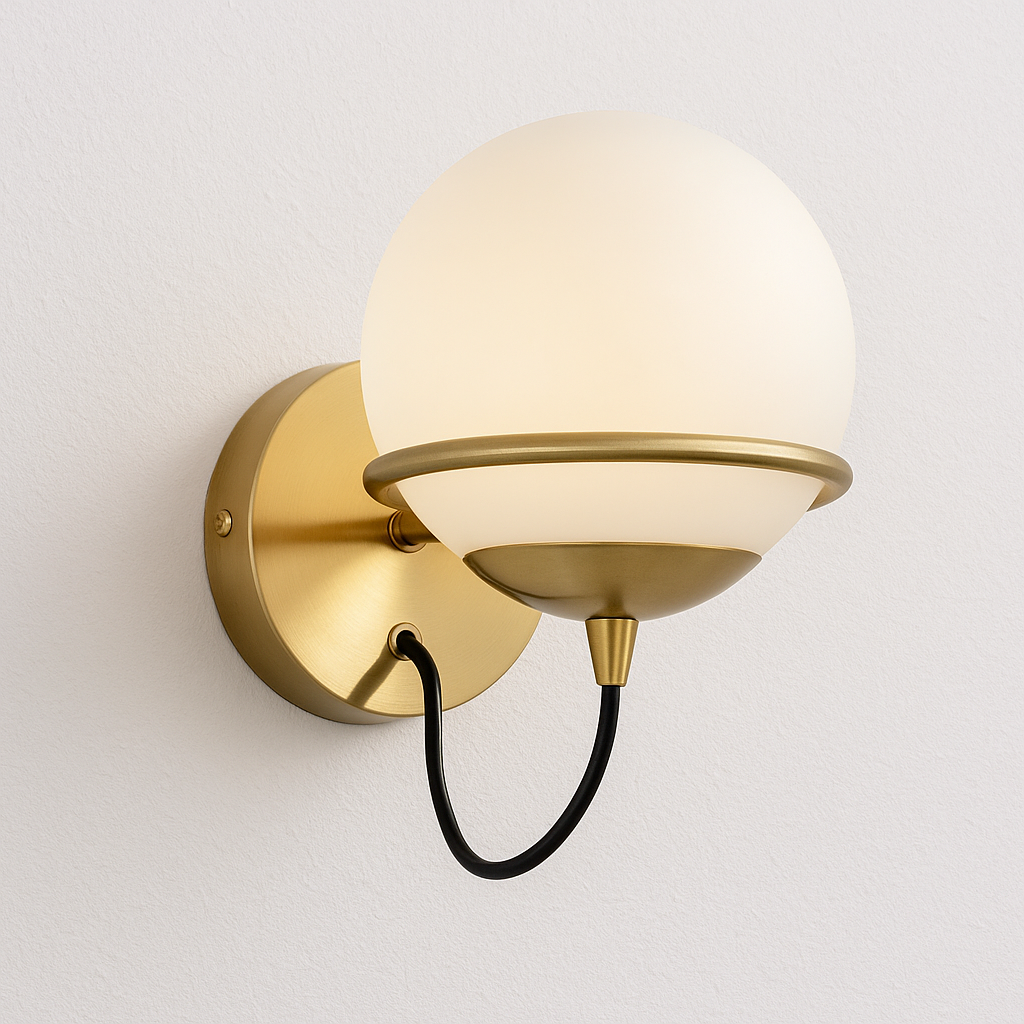 Luminária Arandela Moderna Clássica Metal Globo Vidro Stokes - ABAZZUR™