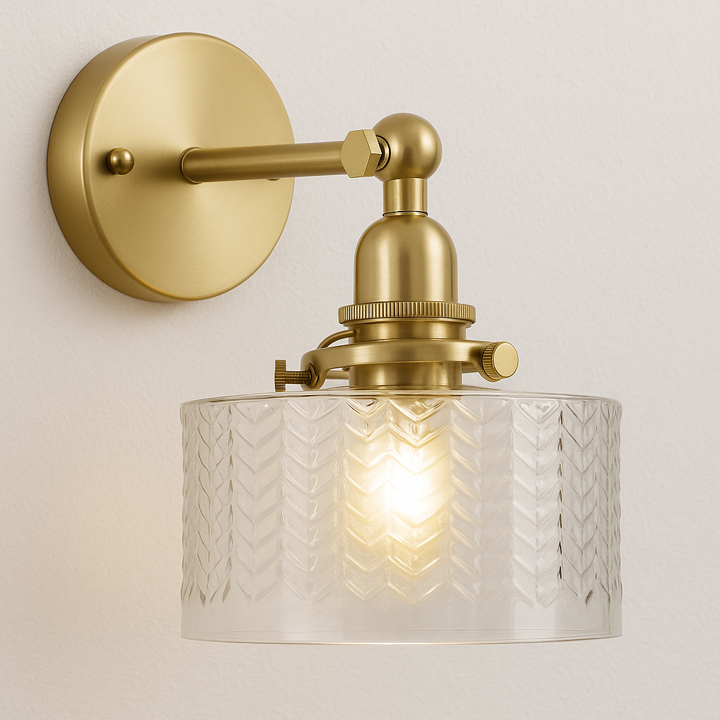 Luminária Arandela Moderna Clássica Metal Vidro Articulada Solum - ABAZZUR™