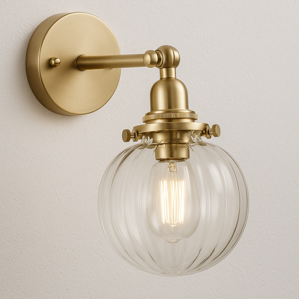 Luminária Arandela Moderna Clássica Vidro Metal Articulada Telheiras - ABAZZUR™