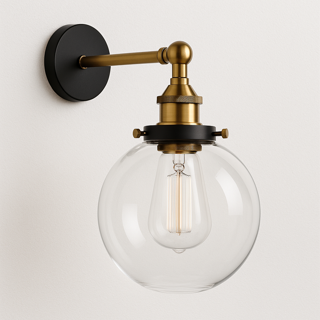 Luminária Arandela Moderna Industrial Retrô Globo de Vidro Metal Cora - ABAZZUR™