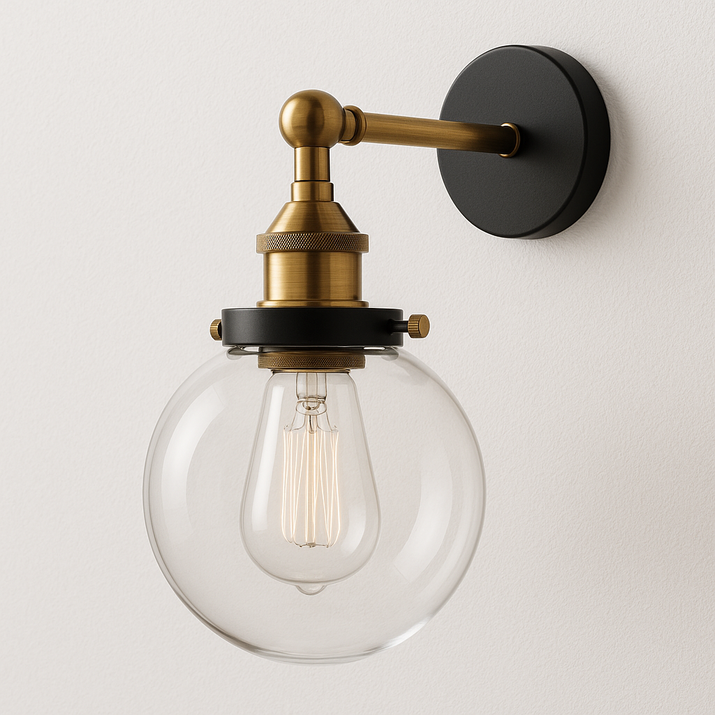 Luminária Arandela Moderna Industrial Retrô Globo de Vidro Metal Cora - ABAZZUR™