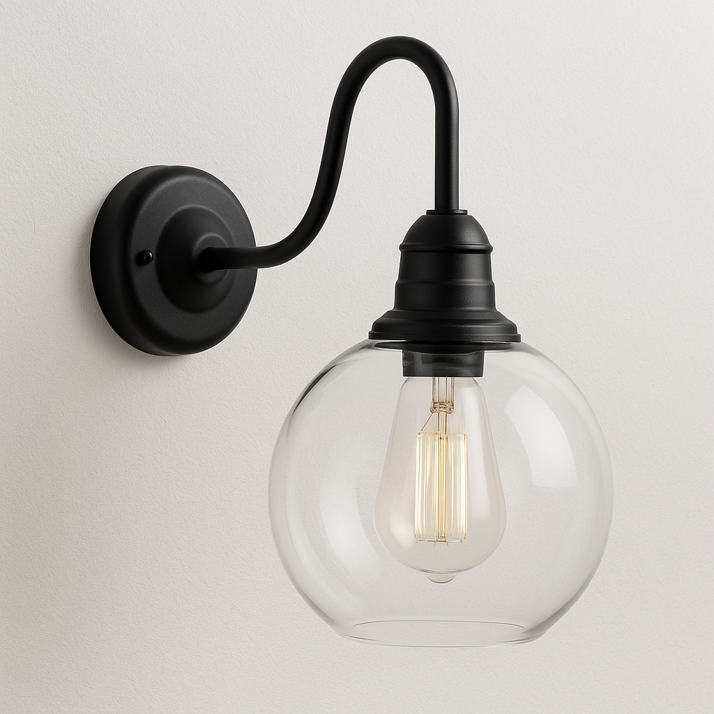 Luminária Arandela Moderna Industrial Retrô Globo de Vidro Metal Moke - ABAZZUR™