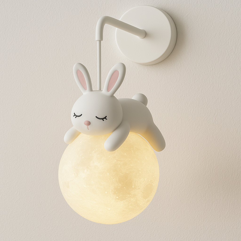 Luminária Arandela Moderna Infantil Lua Coelho Urso Acton - ABAZZUR™