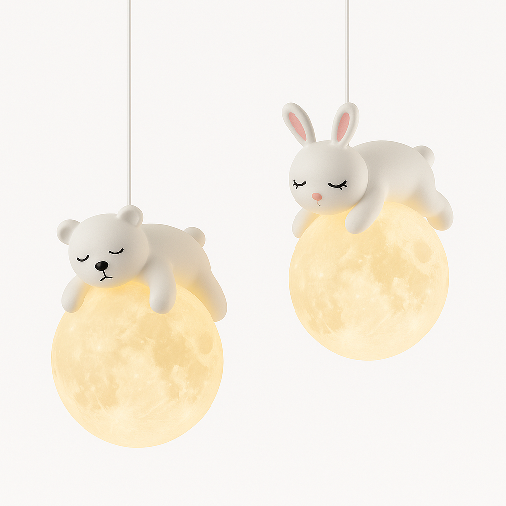 Luminária Arandela Moderna Infantil Lua Coelho Urso Acton - ABAZZUR™