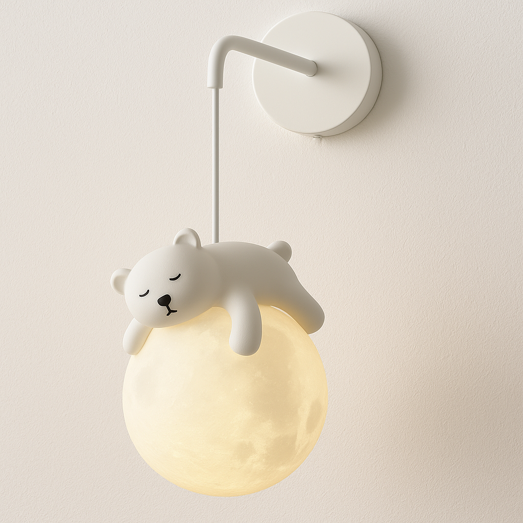 Luminária Arandela Moderna Infantil Lua Coelho Urso Acton - ABAZZUR™