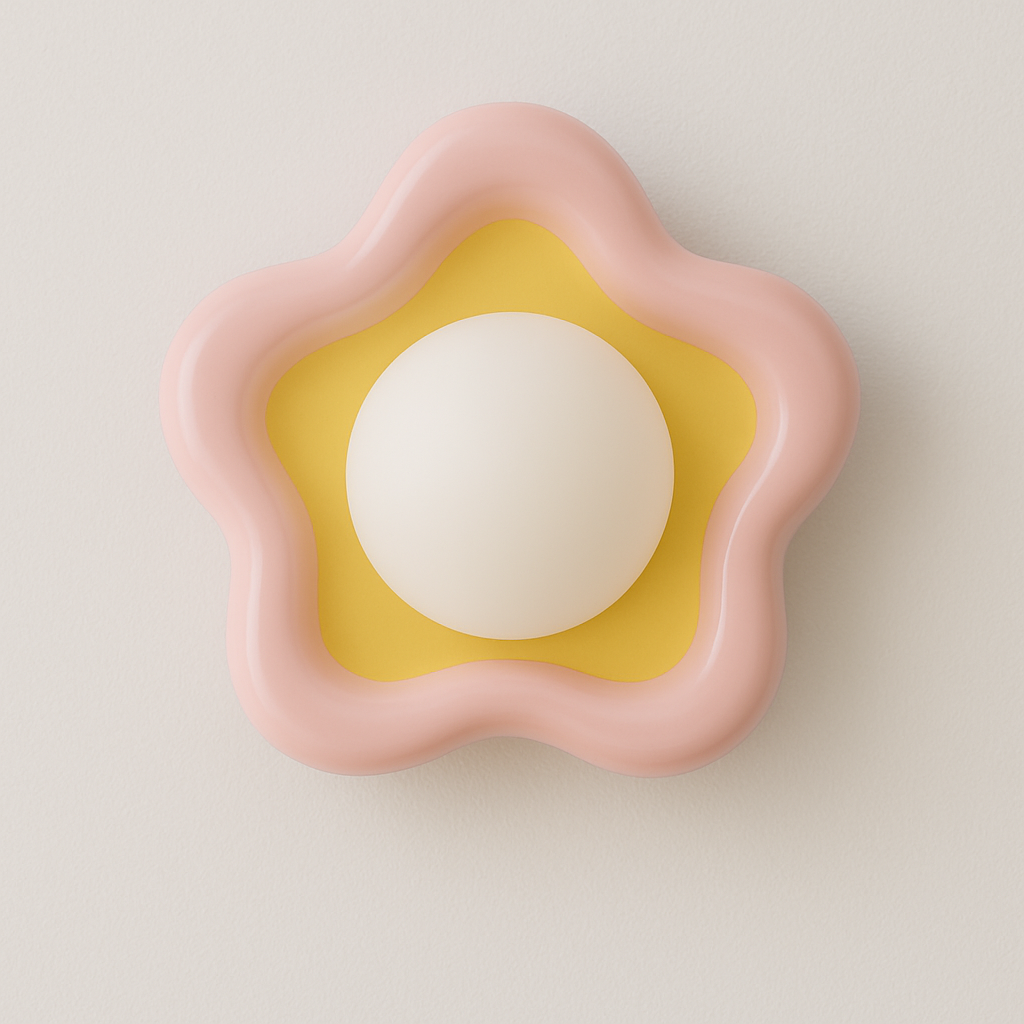Luminária Arandela Moderna Infantil Vidro Cerâmica Flor Estrela Kev - ABAZZUR™