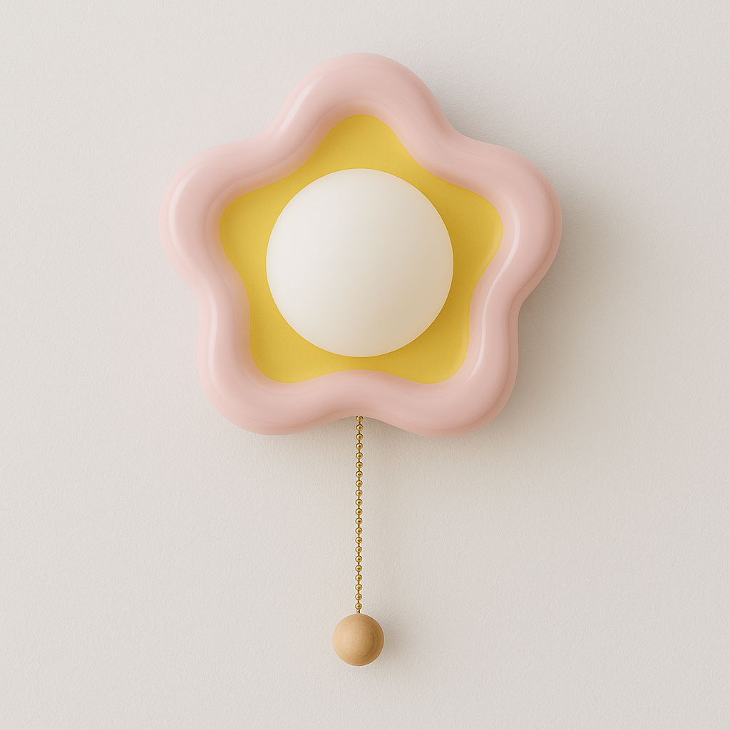 Luminária Arandela Moderna Infantil Vidro Cerâmica Flor Estrela Kev - ABAZZUR™