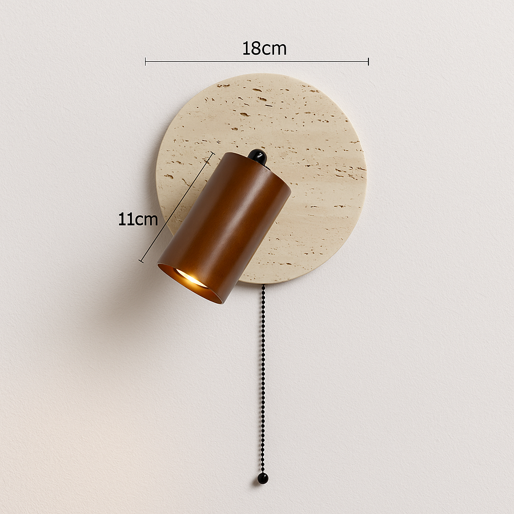Luminária Arandela Moderna Minimalista Articulada Madeira Mármore Travertino Nanzi - ABAZZUR™