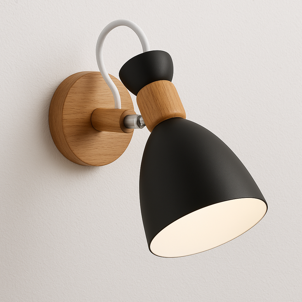 Luminária Arandela Moderna Minimalista Articulada Madeira Metal Pudon - ABAZZUR™