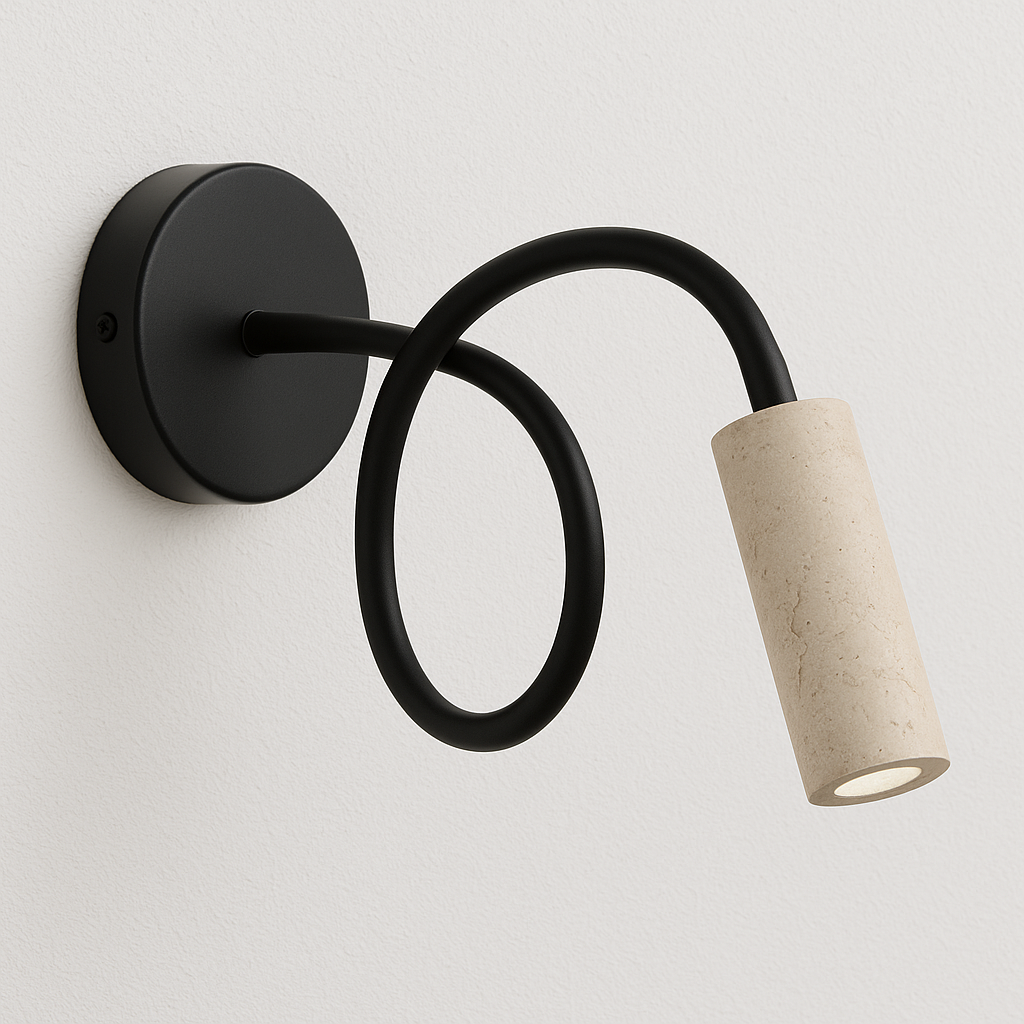 Luminária Arandela Moderna Minimalista Articulada Mármore Travertino Lodi - ABAZZUR™