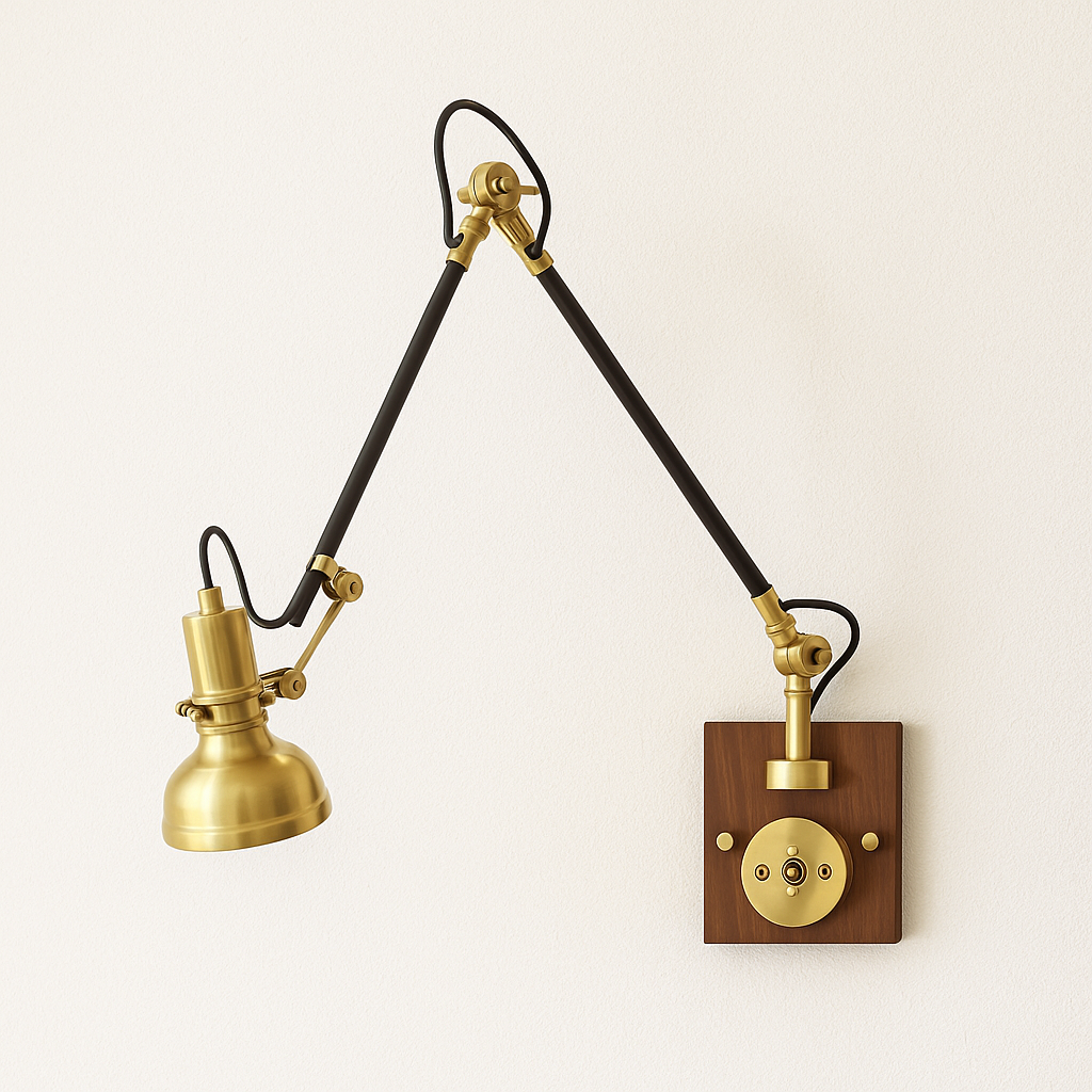 Luminária Arandela Moderna Minimalista Articulada Metal Madeira Breme - ABAZZUR™