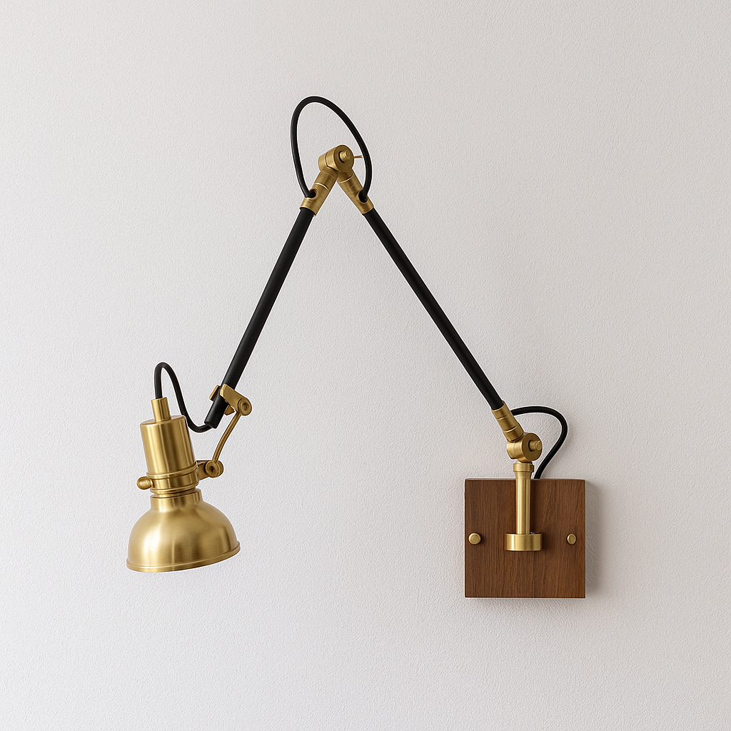 Luminária Arandela Moderna Minimalista Articulada Metal Madeira Breme - ABAZZUR™