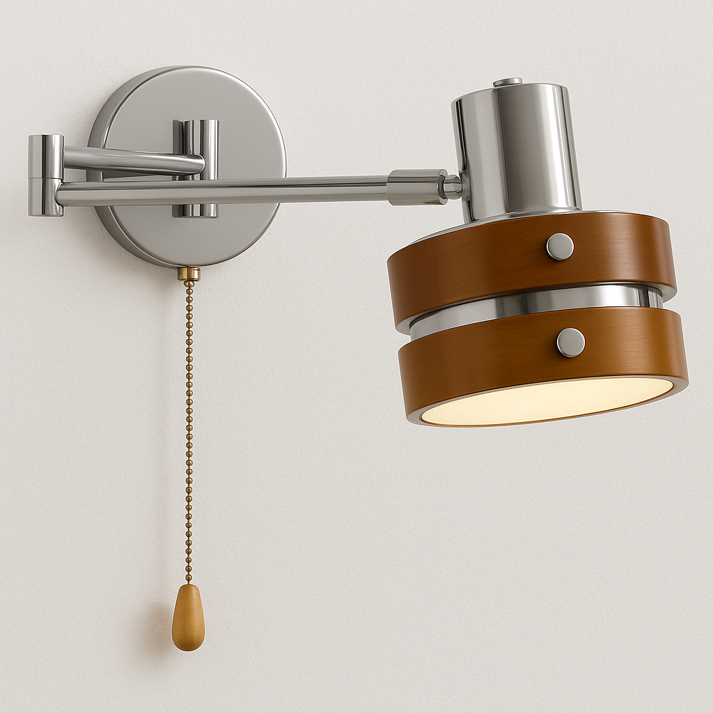 Luminária Arandela Moderna Minimalista Articulada Metal Madeira Kerns - ABAZZUR™