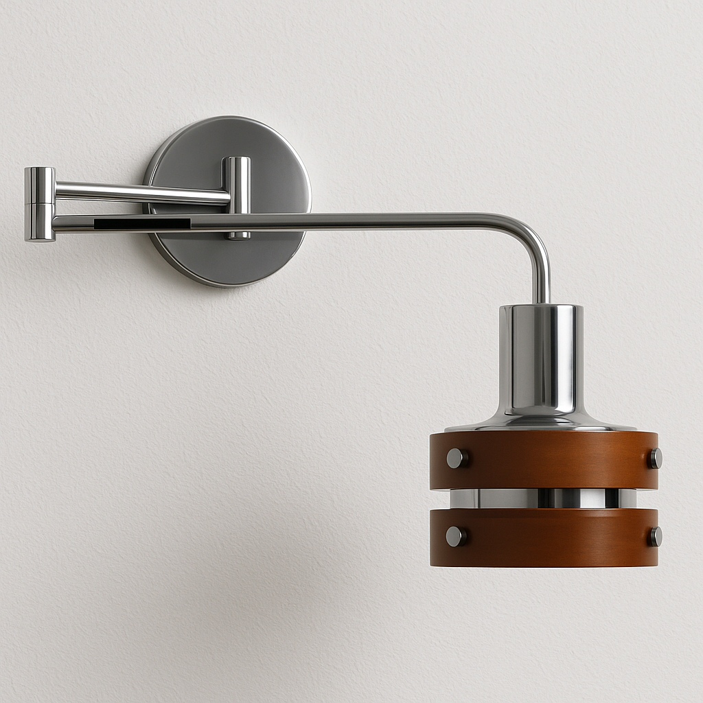 Luminária Arandela Moderna Minimalista Articulada Metal Madeira Kerns - ABAZZUR™